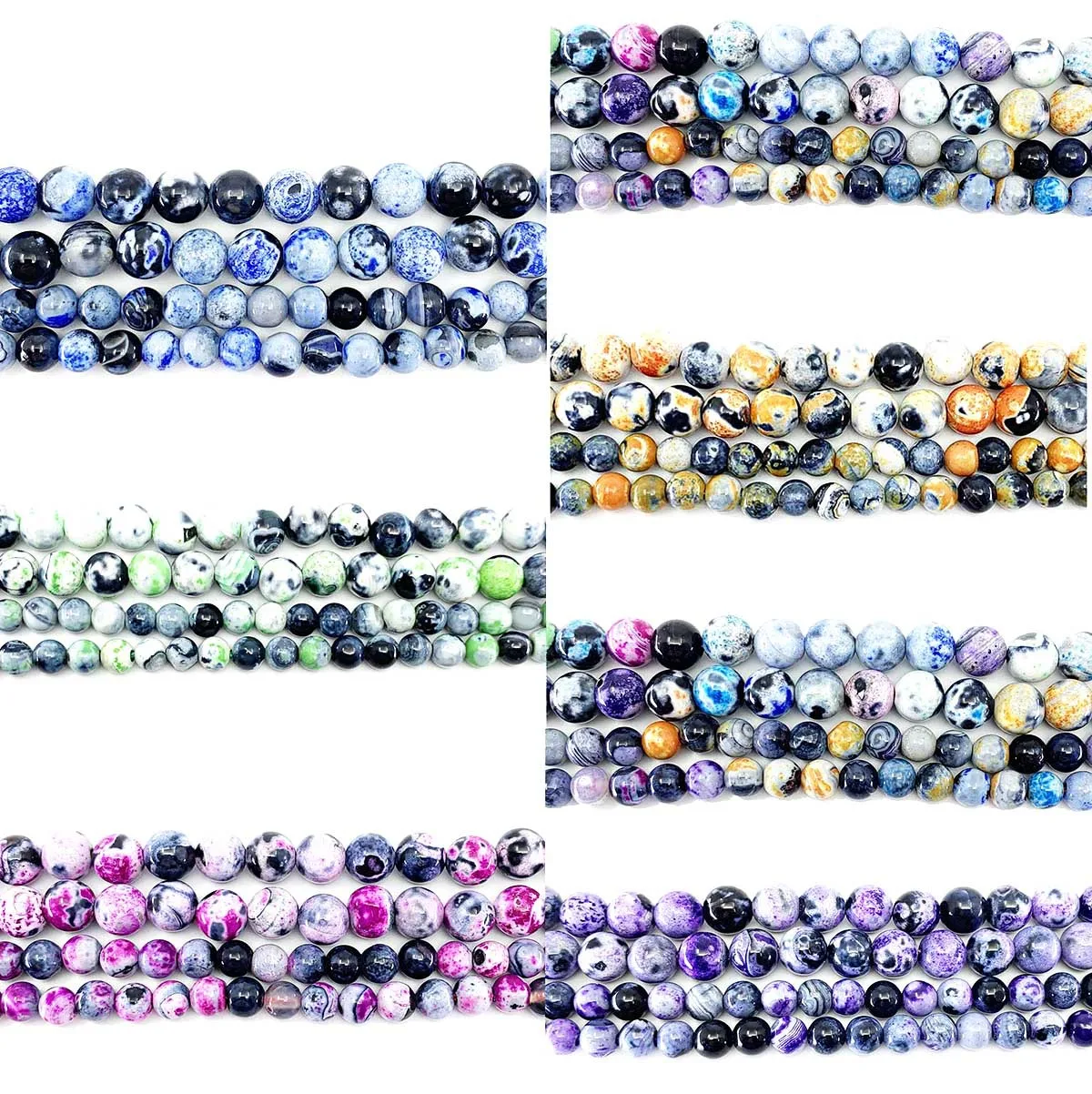 Многоцветный натуральный камень Агаты пламя бисера круглые блестящие свободные