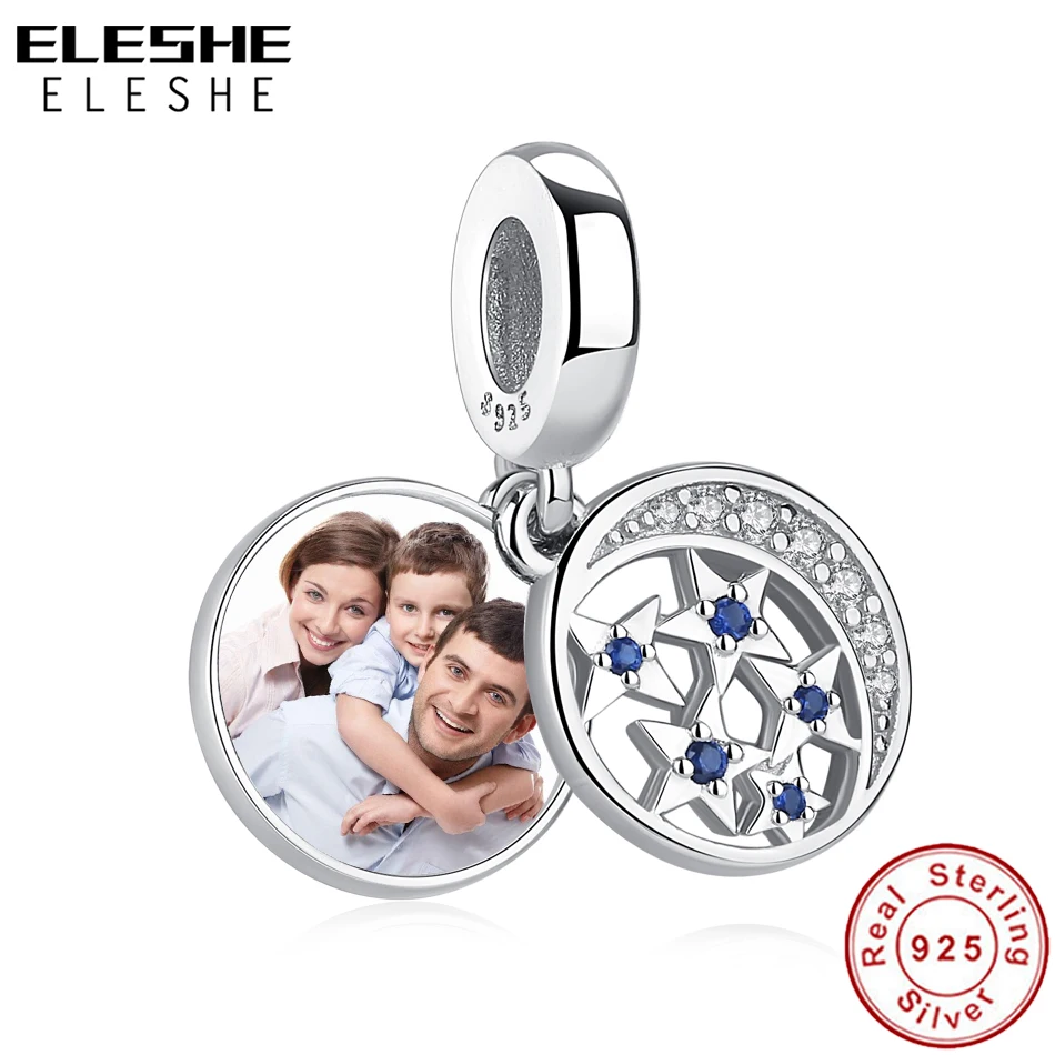 ELESHE подарок на день рождения 925 пробы серебряная луна и звезды драгоценные бусины
