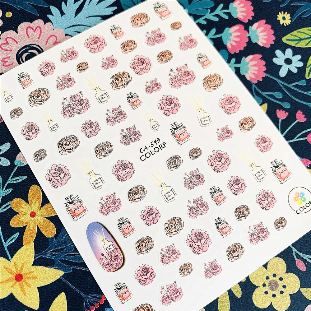 Новейшая модель CA-565 Духи Цветок 3d дизайн ногтей наклейки для Наклейка штамповки
