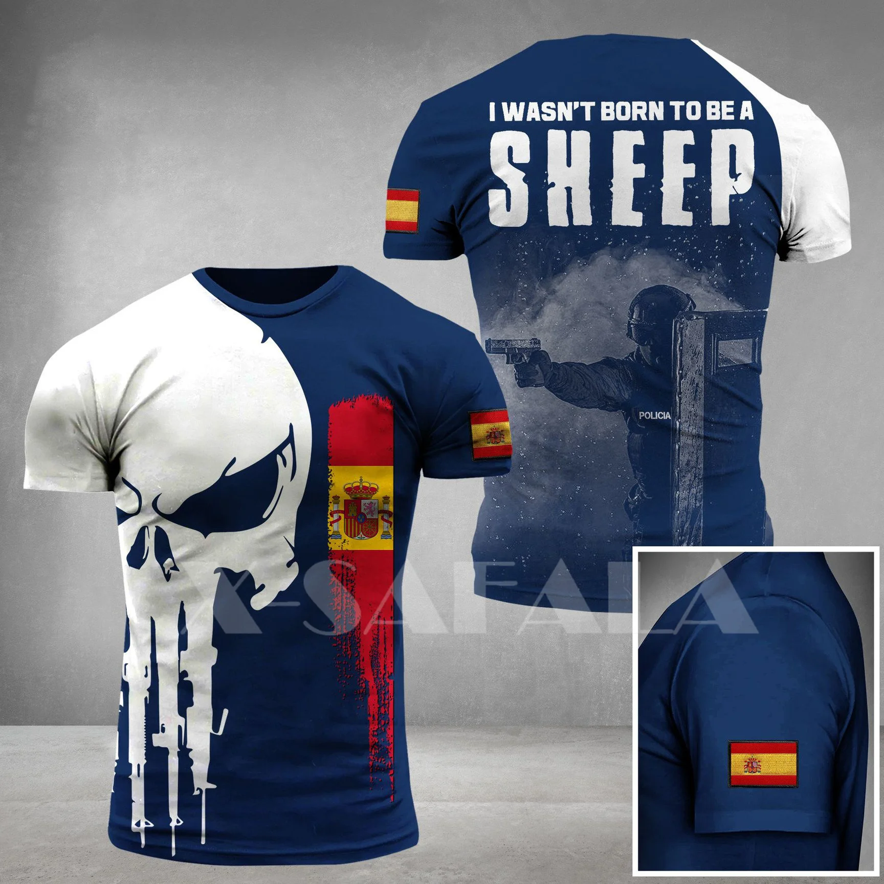 Футболка Мужская/женская с 3D-принтом испанская синяя линия солнечная из