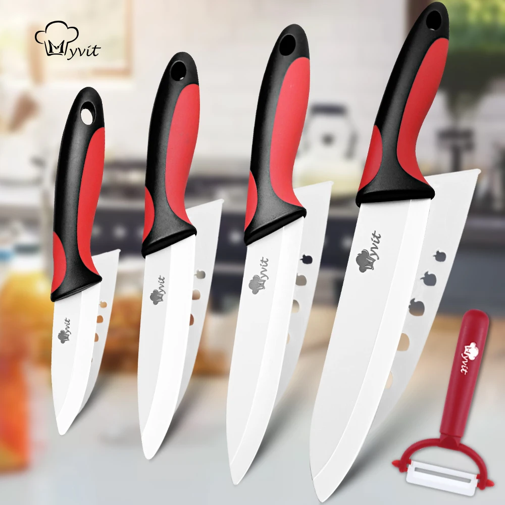 

Ceramic Knife Kitchen Knives 3 4 5 6 inch with Peeler Chef Paring Fruit Vegetable Utility Slicer Knife White Blade Cooking Set