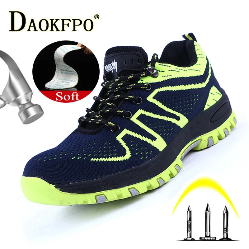 DAOKFPO Brand Men Breathable mesh Work Safety Boots Plus Size Men's Outdoor Steel Toe Puncture Proof Protective Man Shoes | Обувь