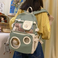 2021 new cute woman nylon backpack with net front pocket book schoolbag for teenage girls fashion summer student bags satchel