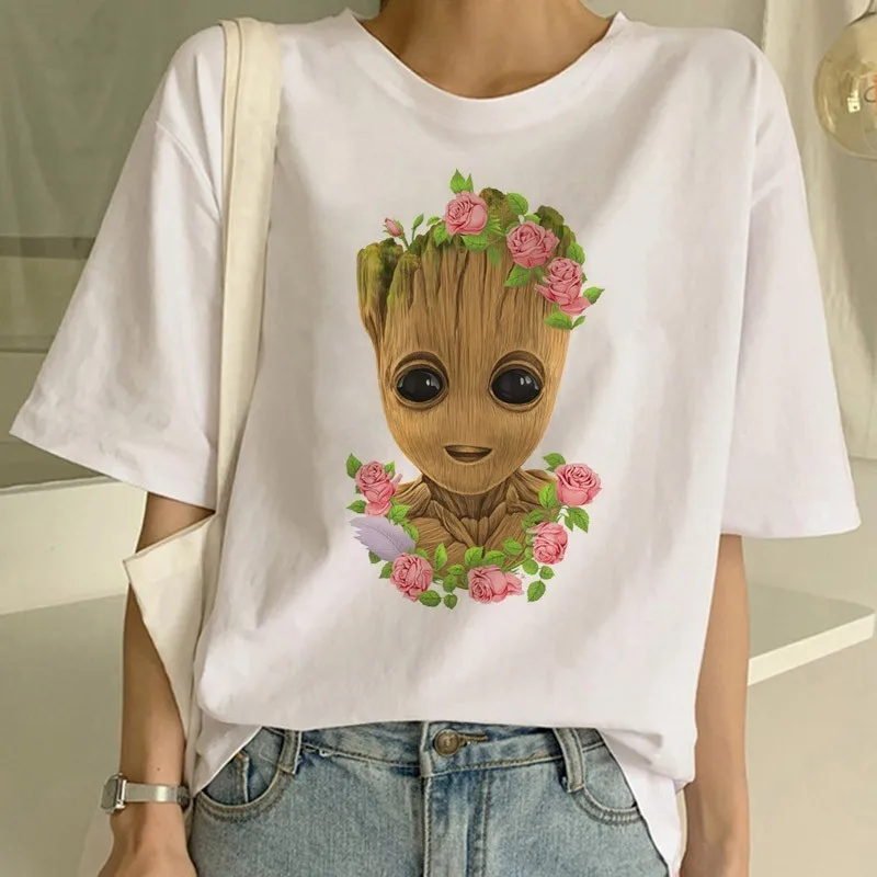 Забавная модная футболка Harajuku укороченная женская с милым принтом Бади грута