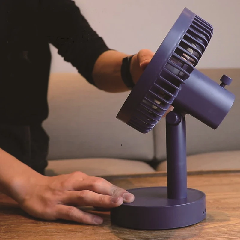 

USB Fan Rechargeable Small Fan Portable Desktop Electric Fan three-speed 6-inch 180° Shaking Head With Night Light