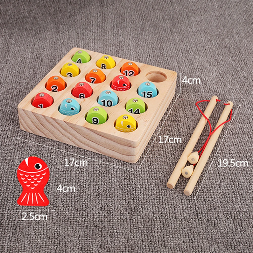 1 Набор деревянных магнитных игрушек для рыбалки подсчета рыбы Монтессори