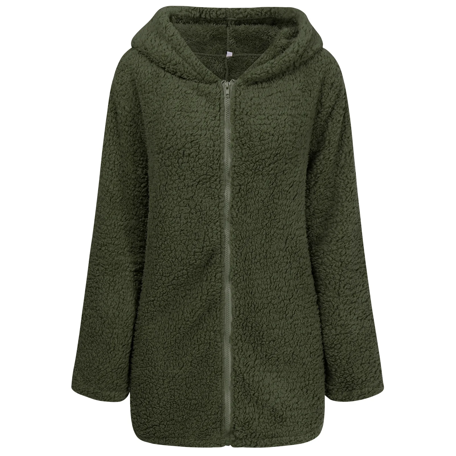 Lamb Wool Jacket High Quality Plush Outwear  Solid Color Casual Hooded Jacket Oversized Female Zipper Coat Winter New Fashion