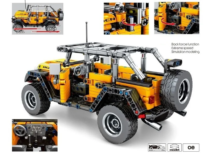 601pcs Creator механические Вытяните назад Jeeped внедорожные строительные блоки для
