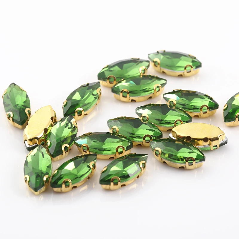 Emerald Ресен 7x15mm 50 шт./упак. D Форма коготь на камнях лошадиный глаз faltback Стекло Швейные Стразы с отверстиями DIY Швейные аксессуары - Цвет: Emerald