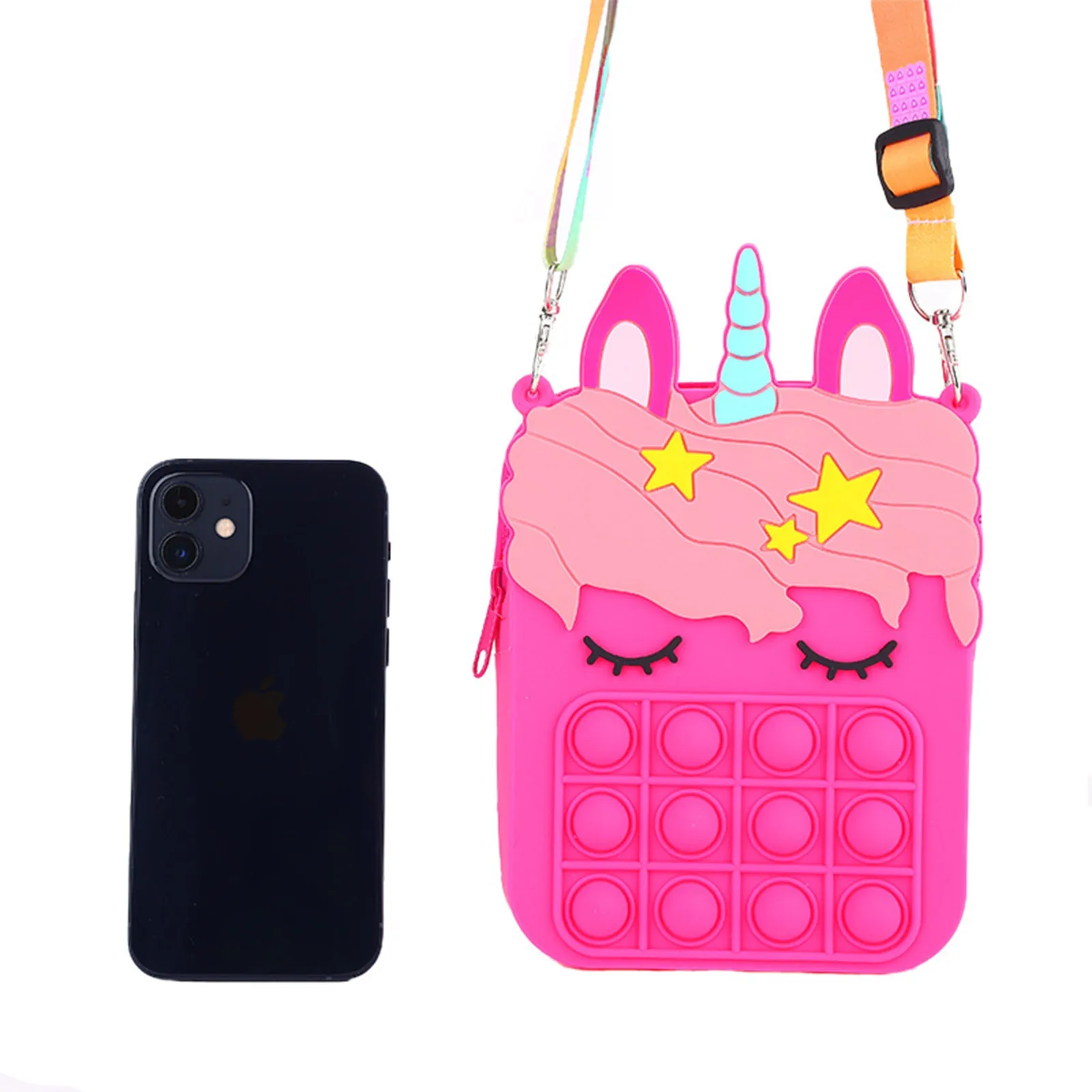 

New Fidget Toys Rainbow Unicorn Fashion Cute Soft Push Bubble Children's Coin Purse Decompression Squeeze Toy Gift