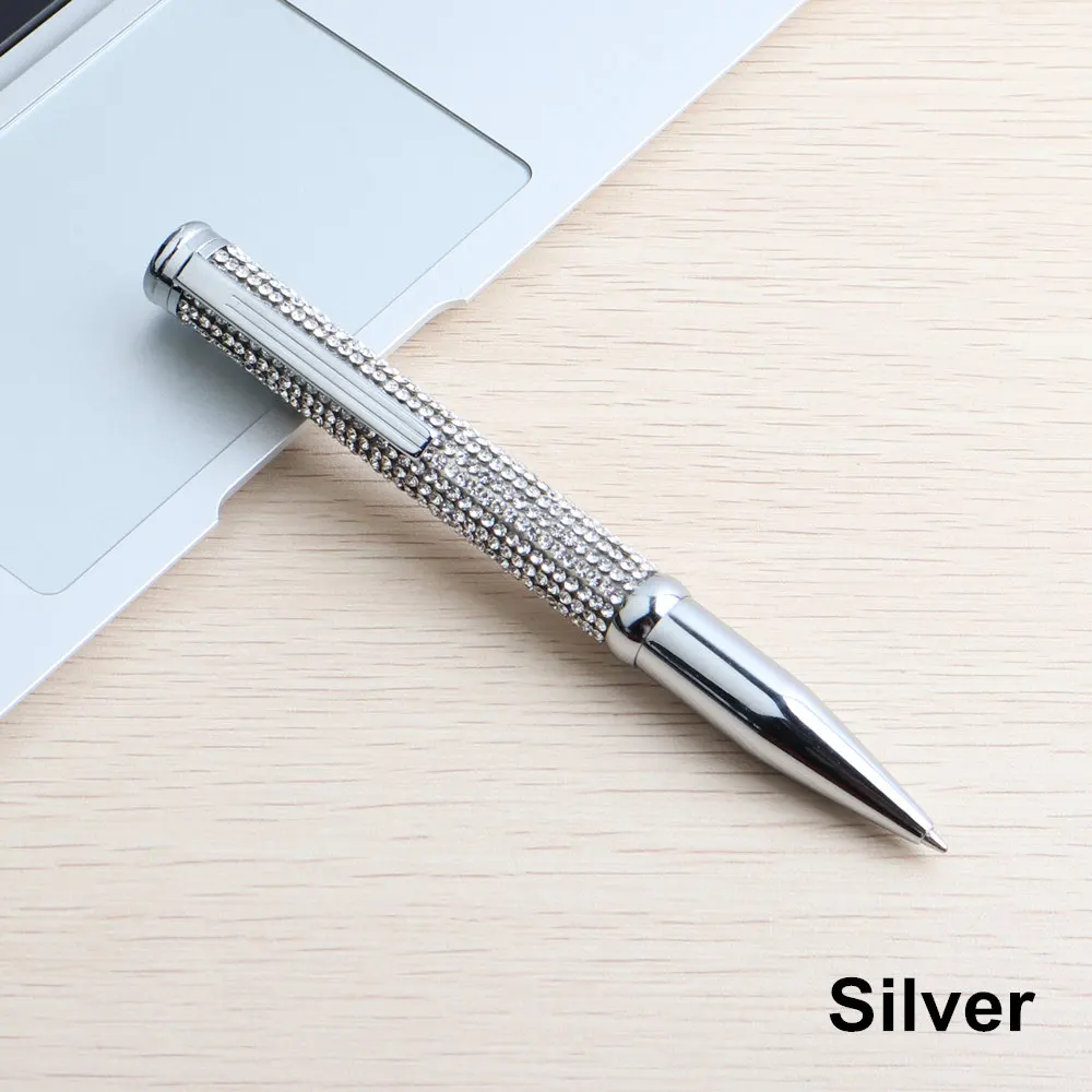 1 шт. Горячая шариковая письменная ручка бриллианты металлический материал красивая ручка 0,7 мм студенческие канцелярские принадлежности в подарок; индивидуальный логотип - Цвет: Silver