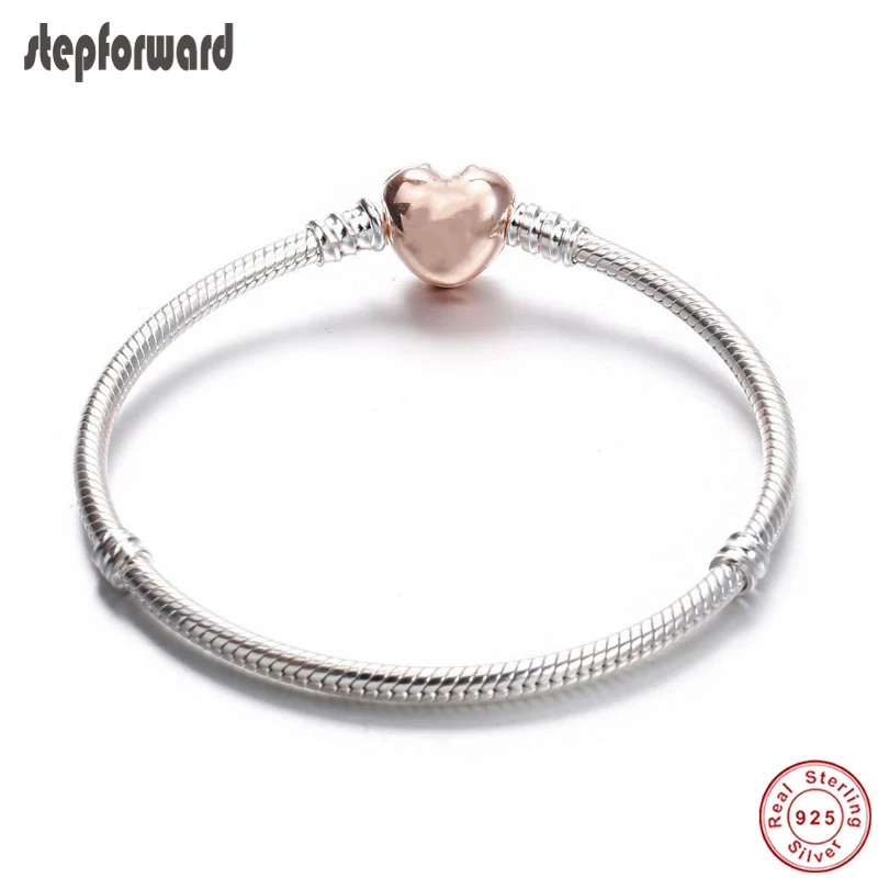 

STEP FORWARD 100% 925 Real Silver Heart Bracelet New Design European Charm Bracelets for Women and Girls