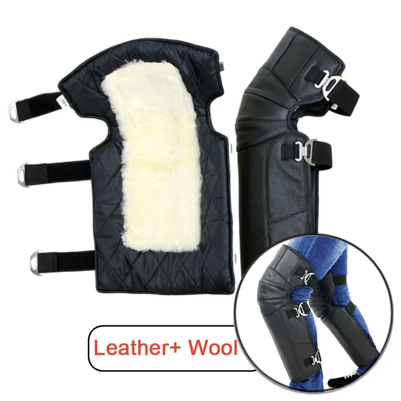 Мотоциклетные кожаные шерстяные наколенники теплая защита для ног безопасная