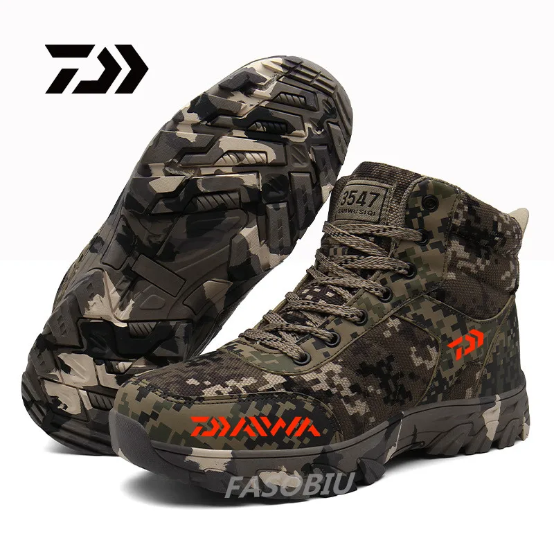 

Daiwa 2021 New Men's Winter Camouflage Fishing Shoes Plus Velvet Thickened Army Cotton Shoes Sports Fishing Shoes Hiking Shoes