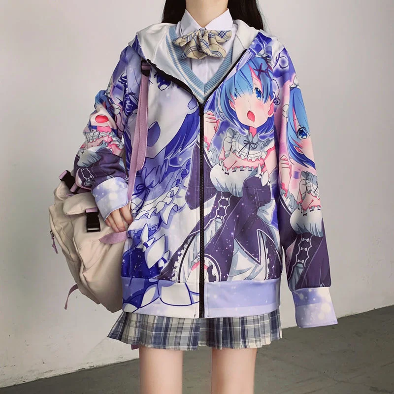 

Осенние тонкие толстовки, милые Мультяшные женские и мужские толстовки в стиле Харадзюку, японская кавайная толстовка, Повседневные пулове...