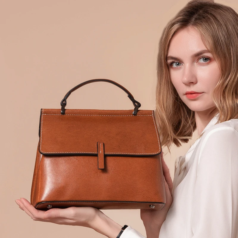 

PU Leather Handbag Buckle Strap Lady Tote Bag Retro Women Bags