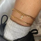Крошечный A-Z Начальная буква ножные браслеты для женщин из нержавеющей стали золотой алфавит кубинской анклет (браслет на ногу браслет Бохо ювелирные изделия подарок на Хэллоуин