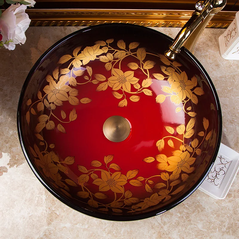 Роскошная художественная керамическая раковина для ванной комнаты умывальник