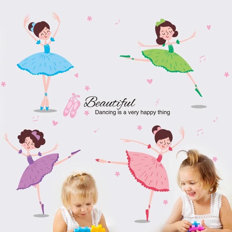 [SHIJUEHEZI] красивые балерины для девочек настенные наклейки декоративные DIY танцоры