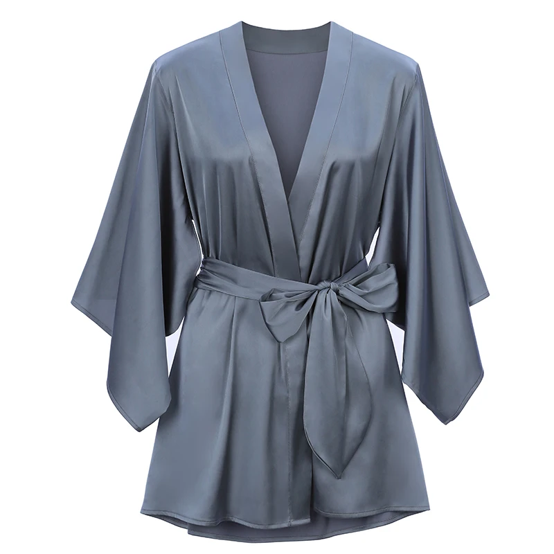 LILYMODA Высокое качество удобные женские из искусственного шелка сексуальное кимоно Ночная рубашка Свадебные вечерние Халаты для невесты - Цвет: Blue