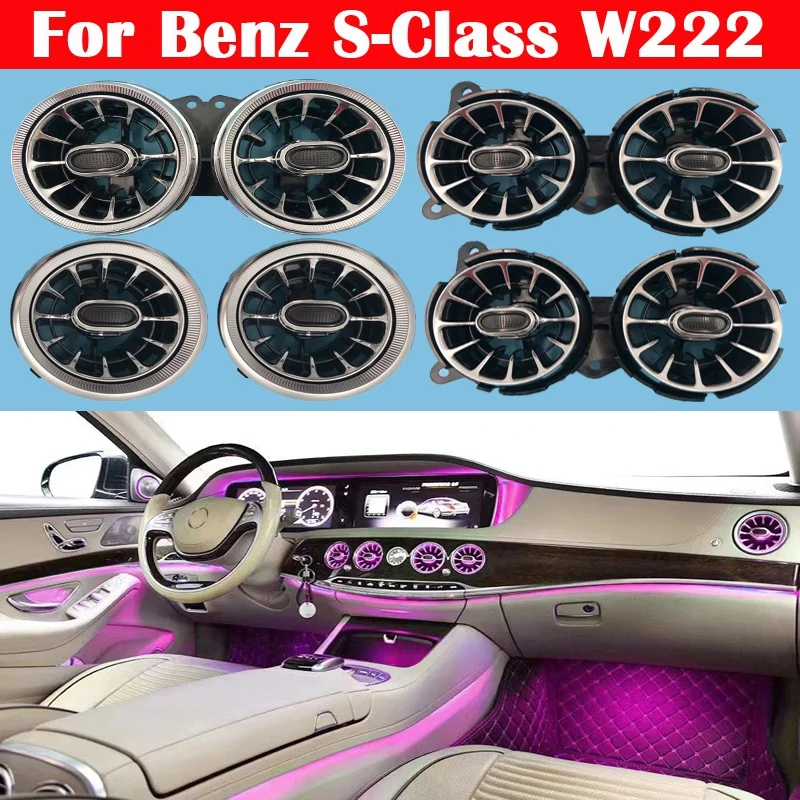 

5Pcs Car Light Turbine Air Outlet Ambience Lamp for Mercedes-Benz GLA W117 Interior Upgrade 12 Color Decorative Lights