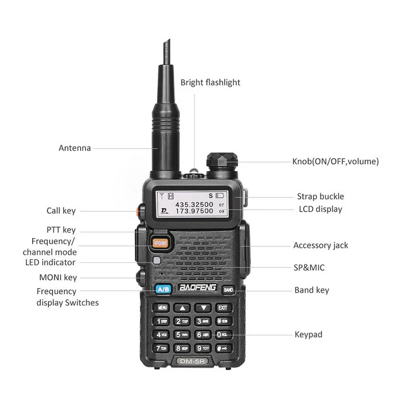 Baofeng DM-5R DMR цифровая рация трансивер 5 Вт УКВ 136-174/400-480 МГц длинный ранг DM 5R двухсторонняя радиостанция DM5R