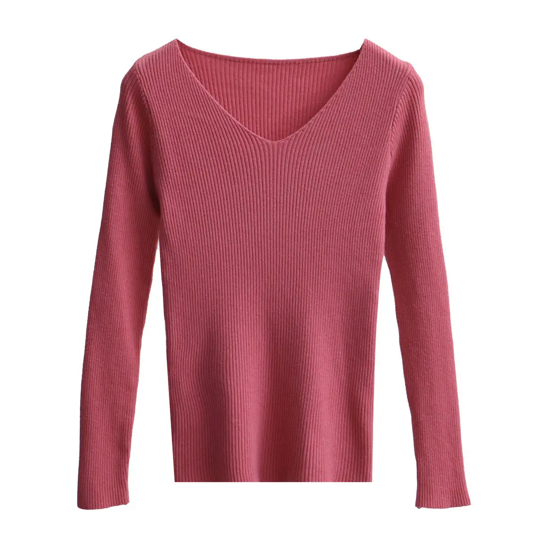 

Autumn New Sweater Loose Pullover Korean Version of Long-sleeved Half-high V-neck Sweater Bottoming Shirt Women Women Clothes