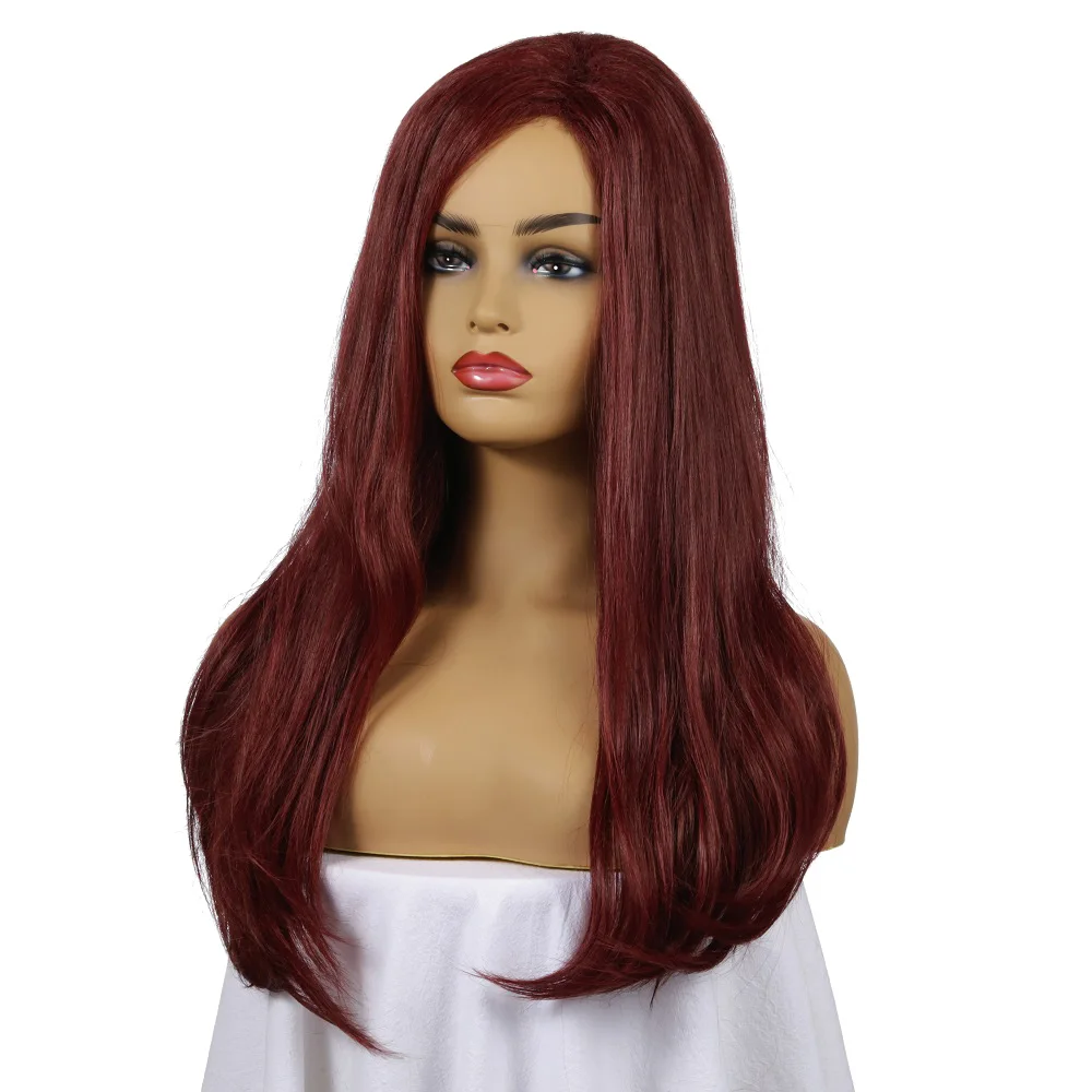 Натуральный прямой парик красный коричневый для белых/черных женщин парики из