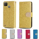 Роскошный блестящий кожаный флип-кошелек с бриллиантами для телефона Tecno Pop 4 LTE со слотом для карт