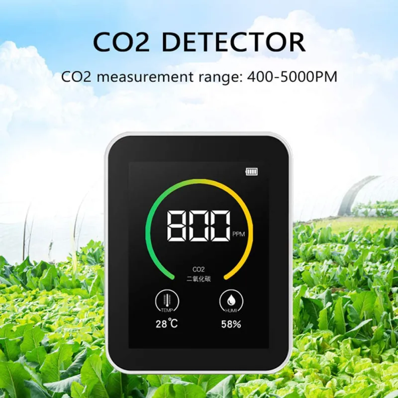 

CO2 Measuring Device Air Quality Detector CO2 Carbon Dioxide Detector Air Tester Gas Concentration Content TFT Color Screen