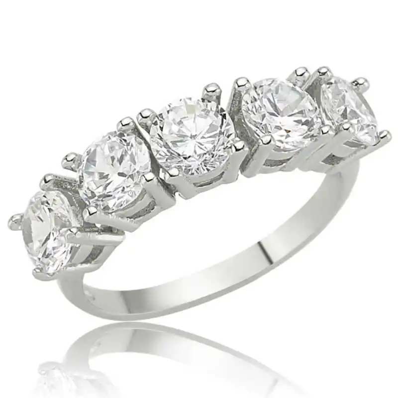 

Silverlina Silver 5 Stone Lady 'S Ring