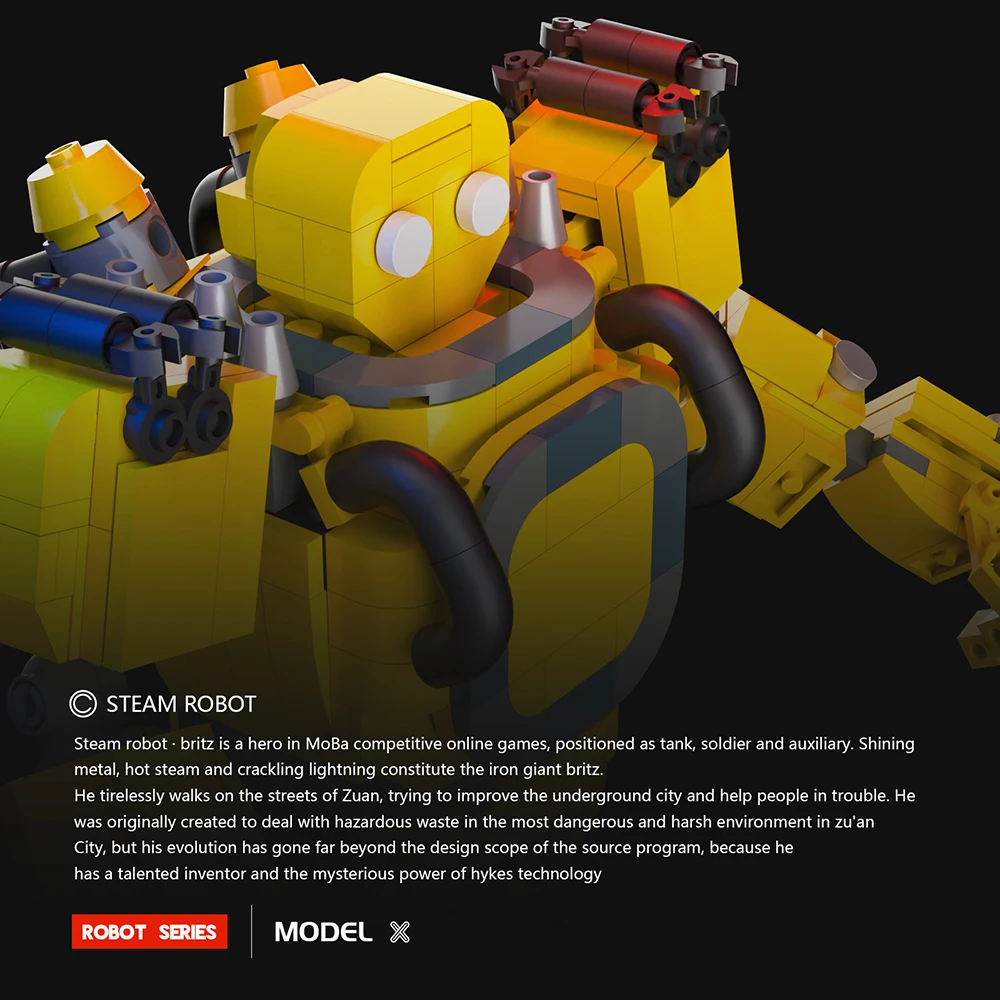 Конструктор MOC Steam робот-бойцер игра кирпич крючок машина Blitzcranks-модель альянса