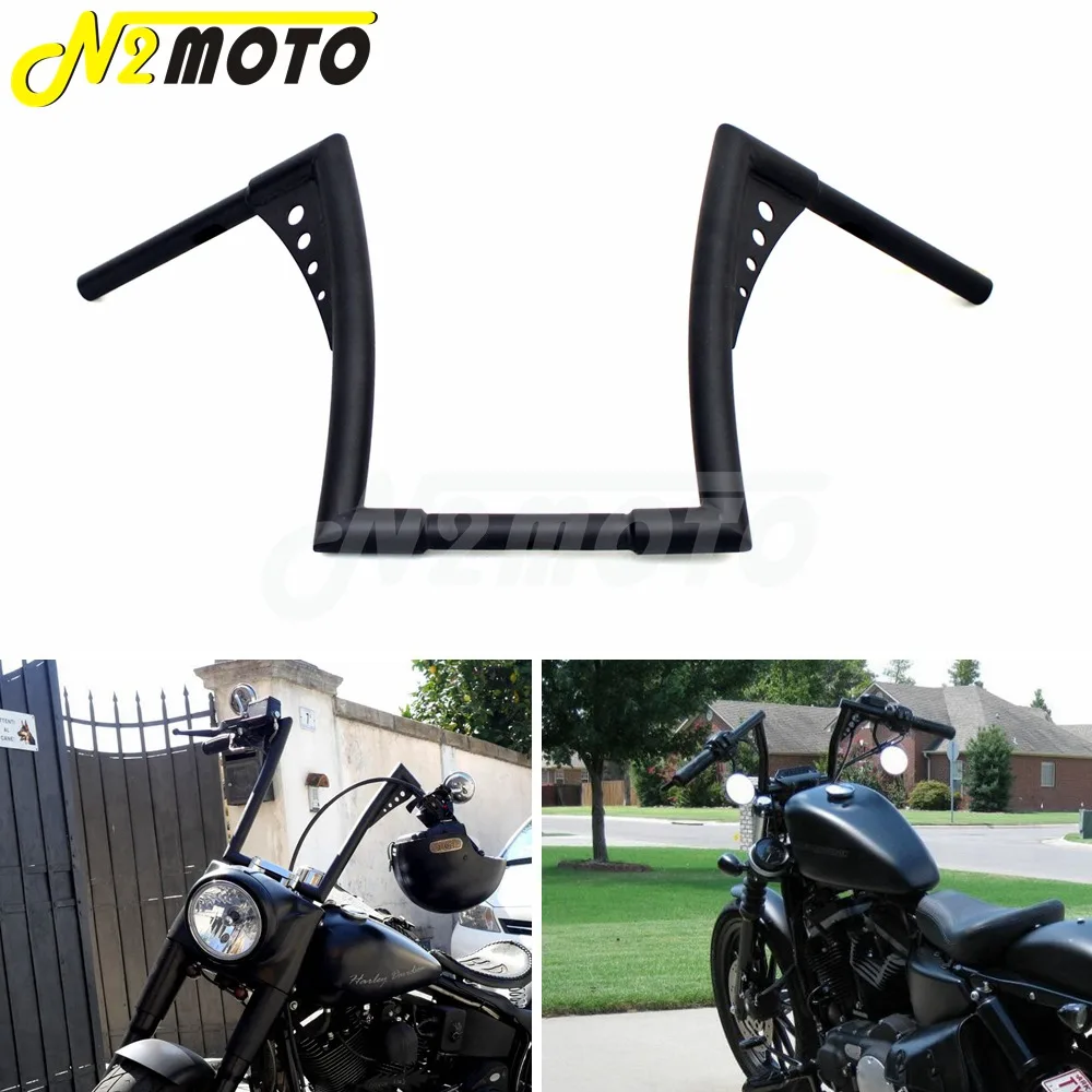 

12" Rise 30-1/2" Wide Black APE Hanger Handlebar Drag Bar For Harley Sportster Touring Dyna Dyna FLST Chopper Cafe Racer Custom