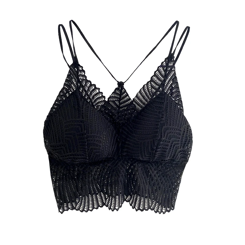 

Crescent City Sexy Lace Sling Beauty Back Women's Summer Slim Outer Wear Vest with Chest Pad Short Bottoming Top Women