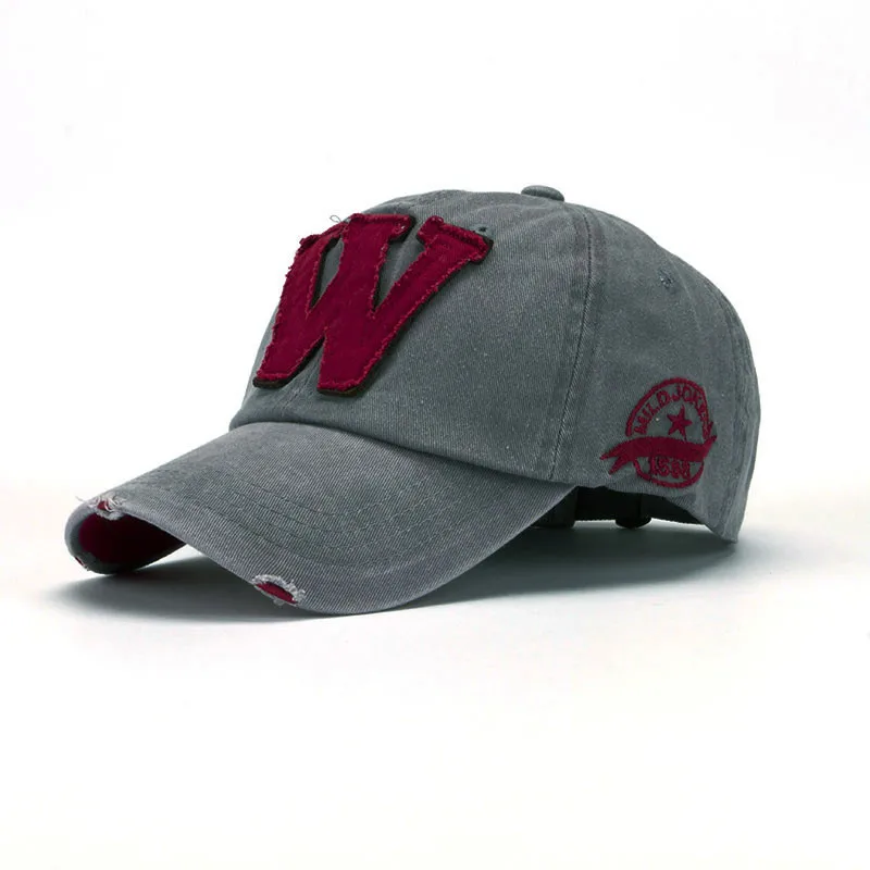 

2020 new cotton letter W Baseball Cap retro outdoor sports caps women bone gorras curved fitted washed vintage dad hats for men