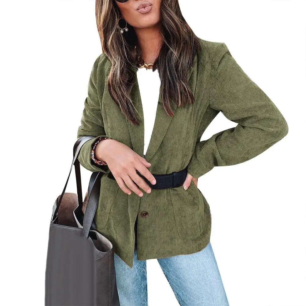Офисная Леди сплошной цвет с длинным рукавом карман бизнес Блейзер Куртка пальто