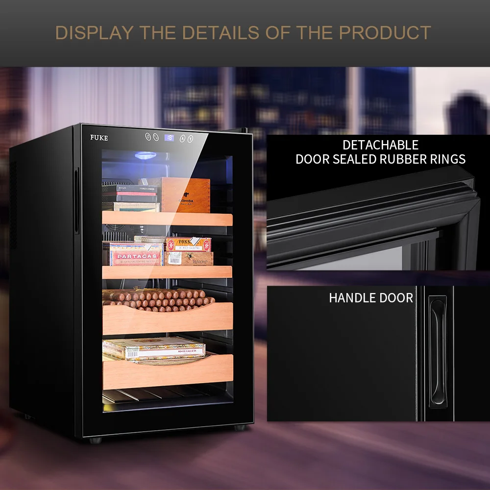 Электрический шкаф для увлажнения сигар Humidor 70L Коробка Для Хранения Сигар термостатический& Постоянная Влажность сигары увлажняющий FK-65C
