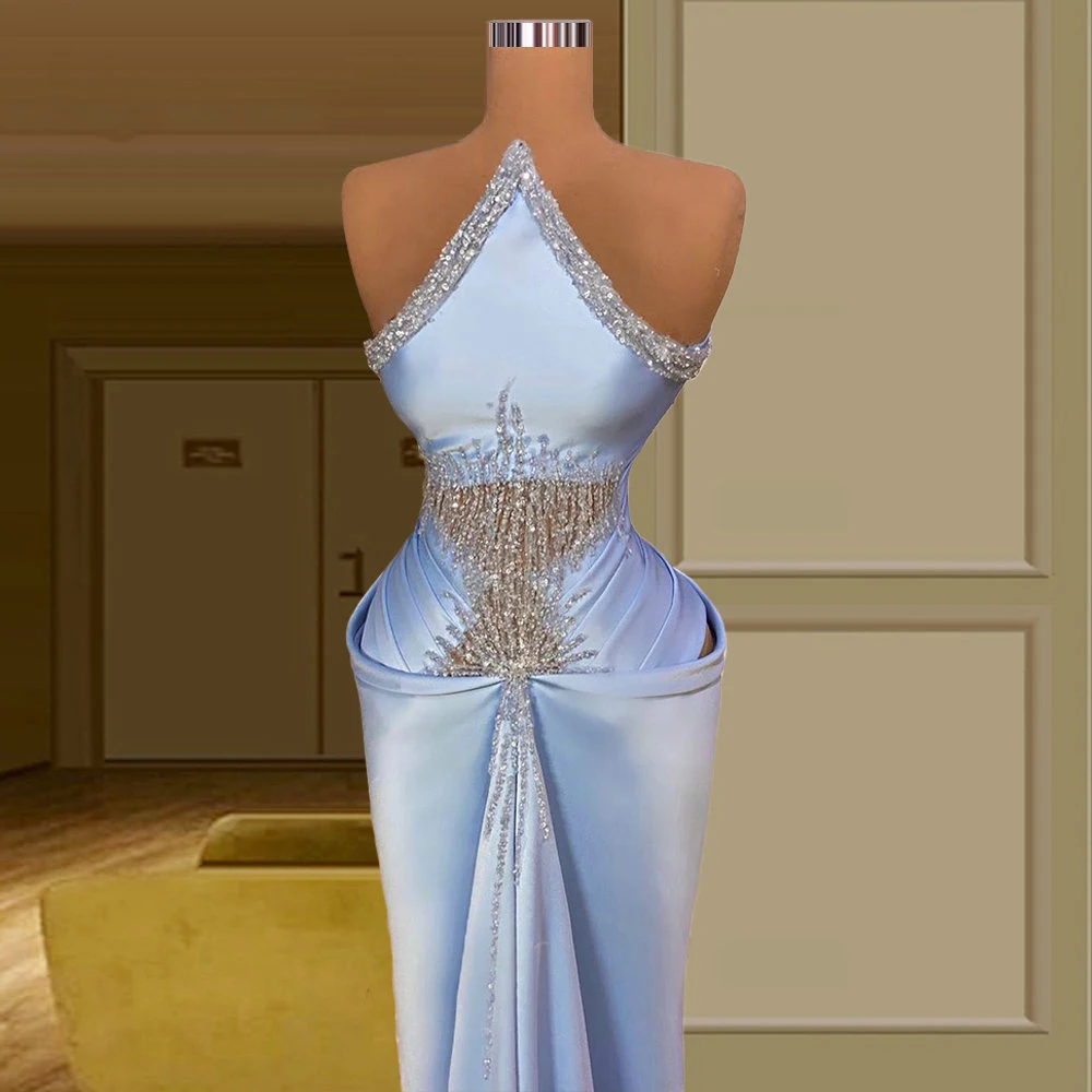 

YILIBER Evening dresses 2021 vintage vlack pearls long sleeves evening gowns beading prom dresses for women short dresses