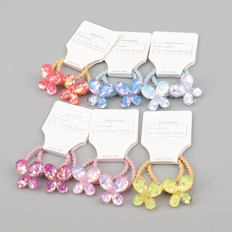 

Children's hair rope, hair band, rubber band, butterfly sequins, sweet princess headdress hair accessories, high elasticity