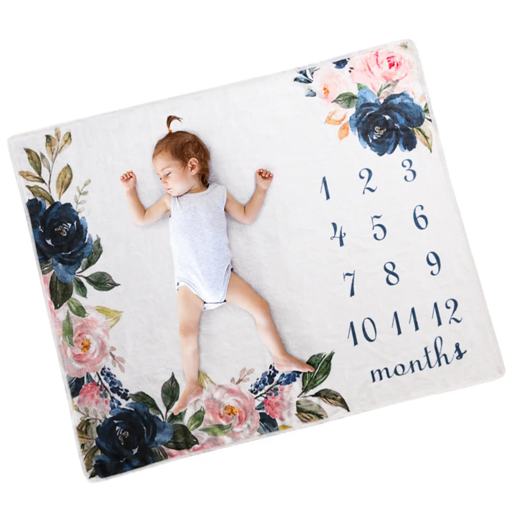 

1PC Baby Monthly Milestone Blanket Photography Prop Flannel Blanket Backdrop Cloth Calendar