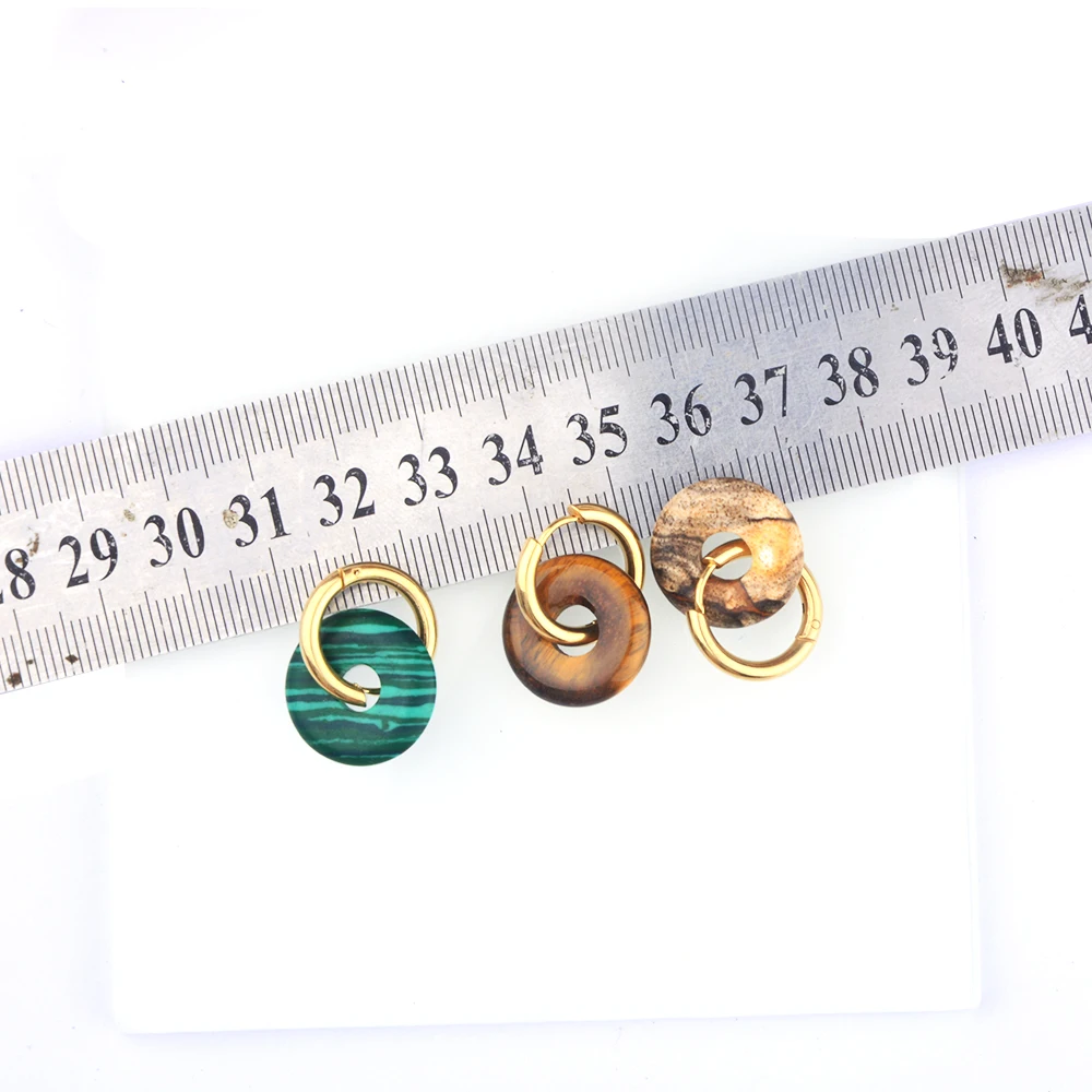 Classtic несовместимый нефрита жемчуг серьги в виде колец розовый Натуральный