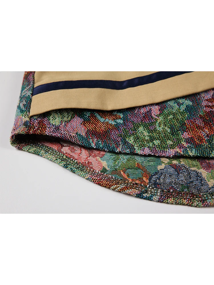 Женская винтажная блузка в стиле пэчворк с цветочным принтом и длинным рукавом