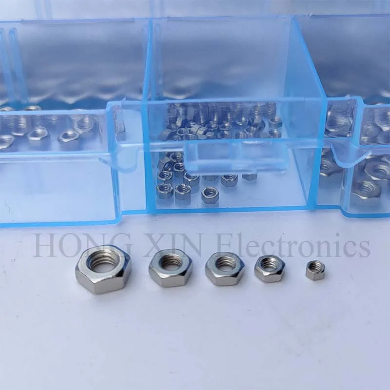 Набор шестигранных гаек из углеродистой стали 250 шт./комплект M1.6 M2 M2.5 M3 M4 |