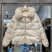 parkas women winter coat 2021 new fashion vintage buttons big real fox fur collar duck down filling jackets female warm outwear