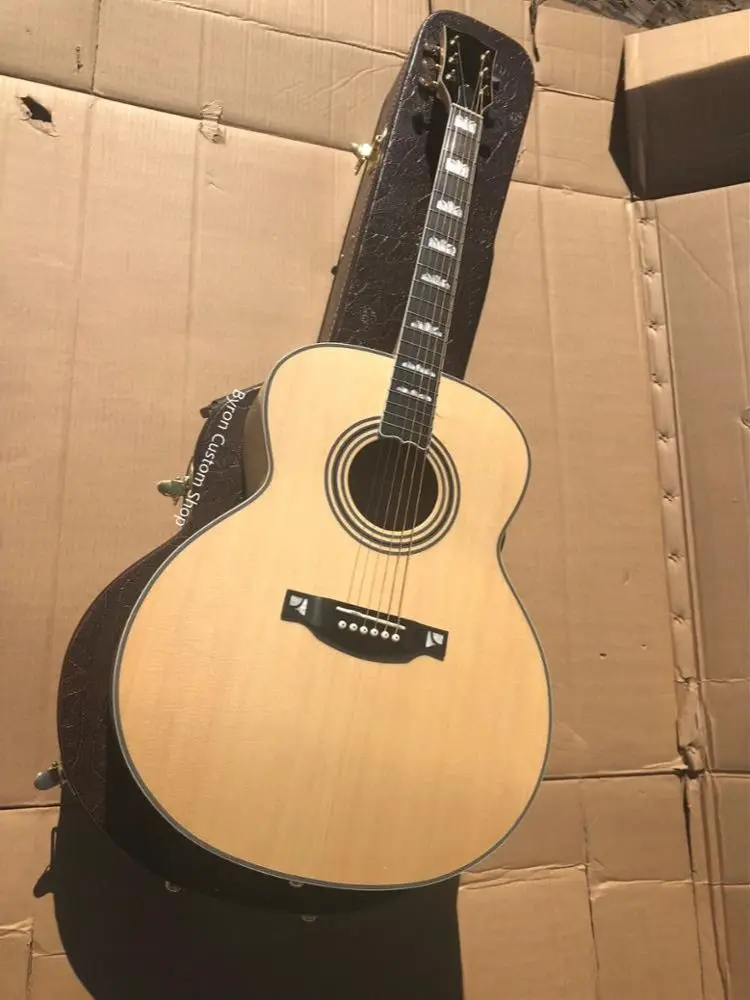 

free shipping left handed guitar solid wood acoustic guitar flame maple AAA quality lefty handmade acoustic guitar