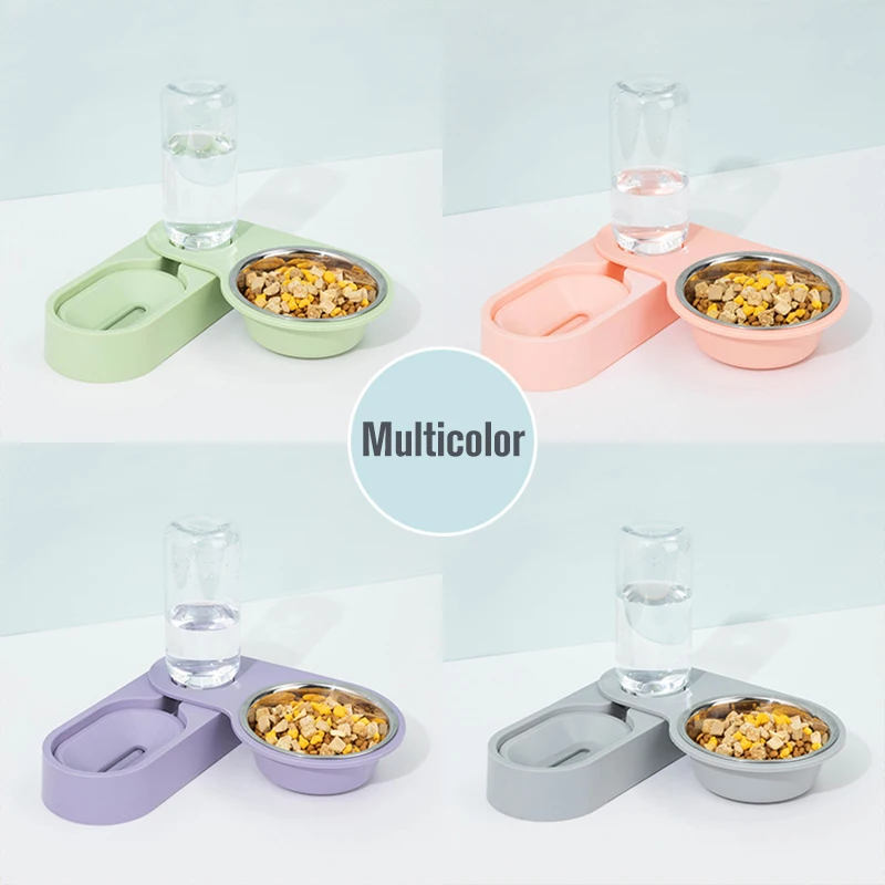 

Automatic Pet Feeder Water Dispenser 2 In 1 Rotatable Cat Dog Drinking Food Bowl Products Dogs Cats Container Feeder Dish