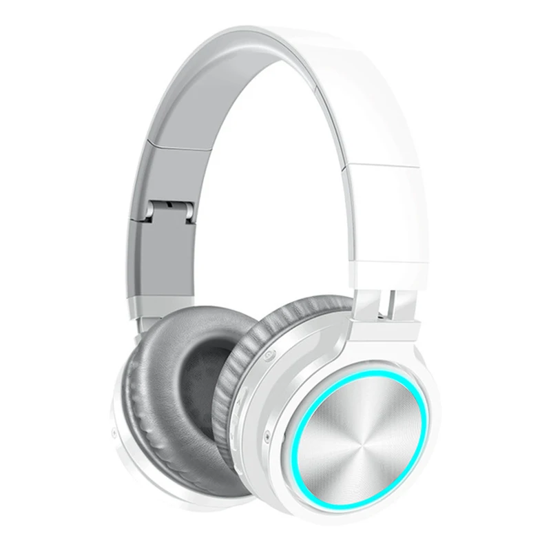 White Picun B12 беспроводные наушники Bluetooth 5,0 наушники с 7 цветными светодиодными лампами 36H время воспроизведения Supoort TF карта гарнитура для телефона ПК - Цвет: White