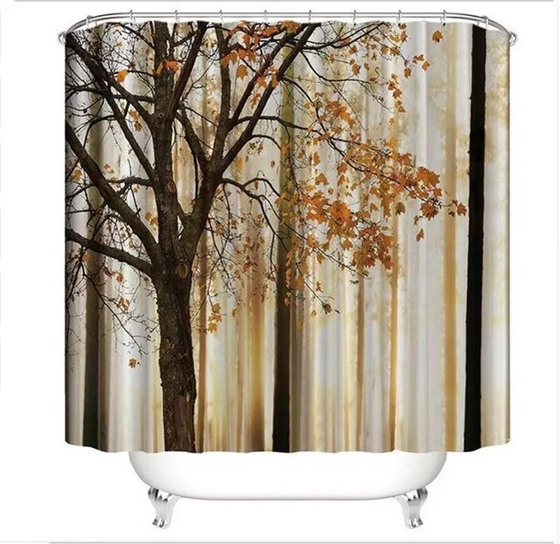 

Modern Leaves Shower Curtains Printed 3d Polyester Waterproof Accessories for Bathroom Fabric Bath Curtain with Hooks