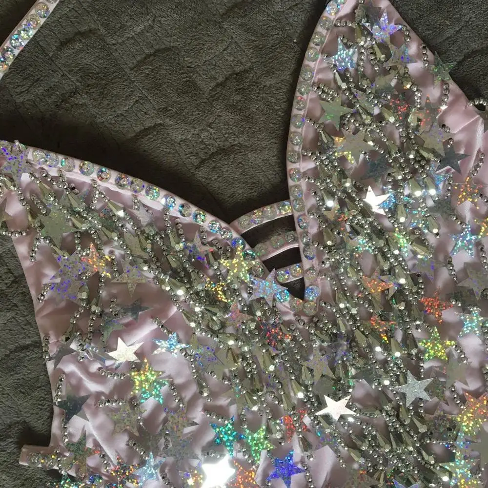 Backless Sequins Party Bodysuit Women Bodycon Romper Sexy Tassel Colorful Diamond Laser Five-Pointed Stare Elegant Beachwear