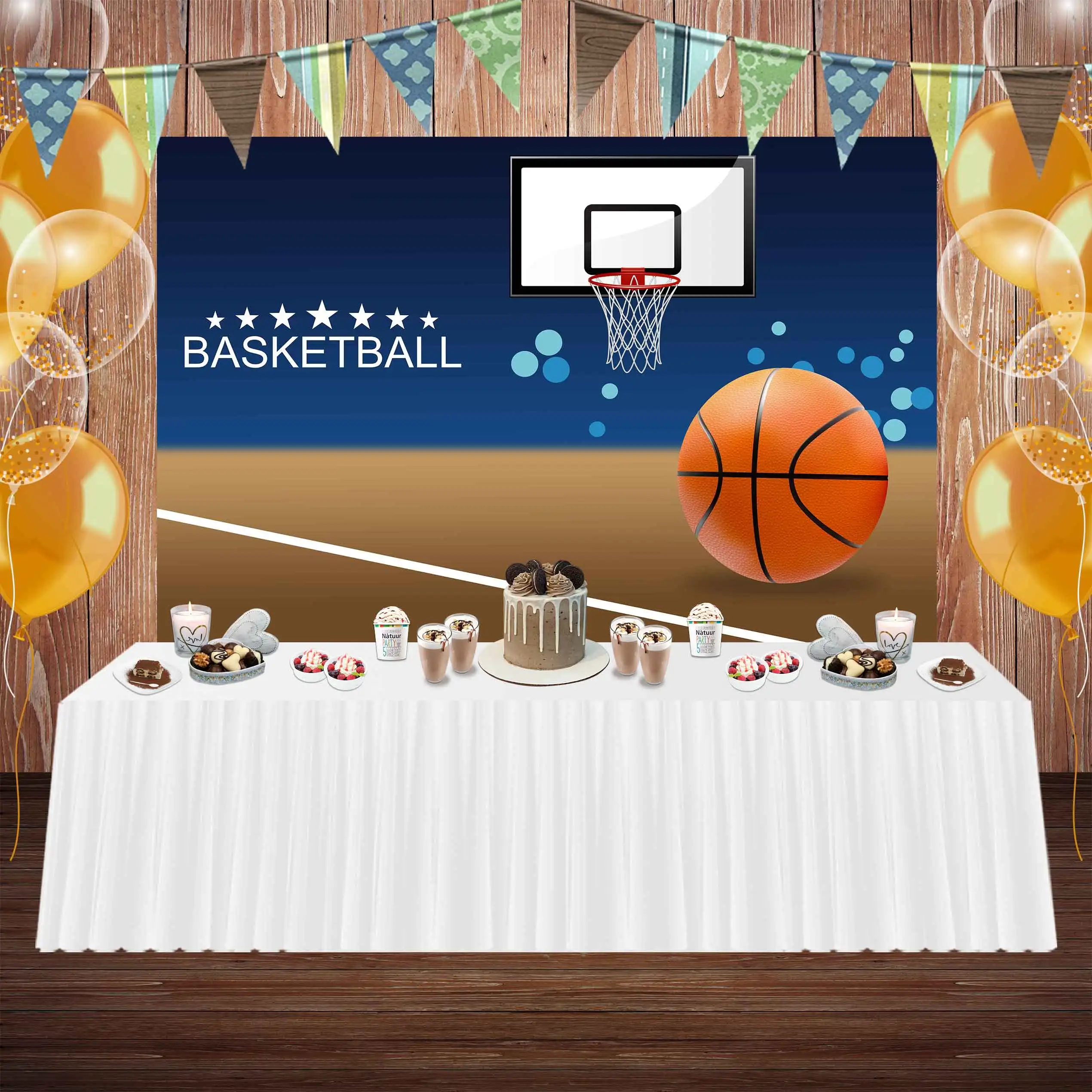 NeoBack Boy Blue Party Score Background Baby Shower Photography Sports Stadium Basketball Star Happy Birthday Photo Backdrop